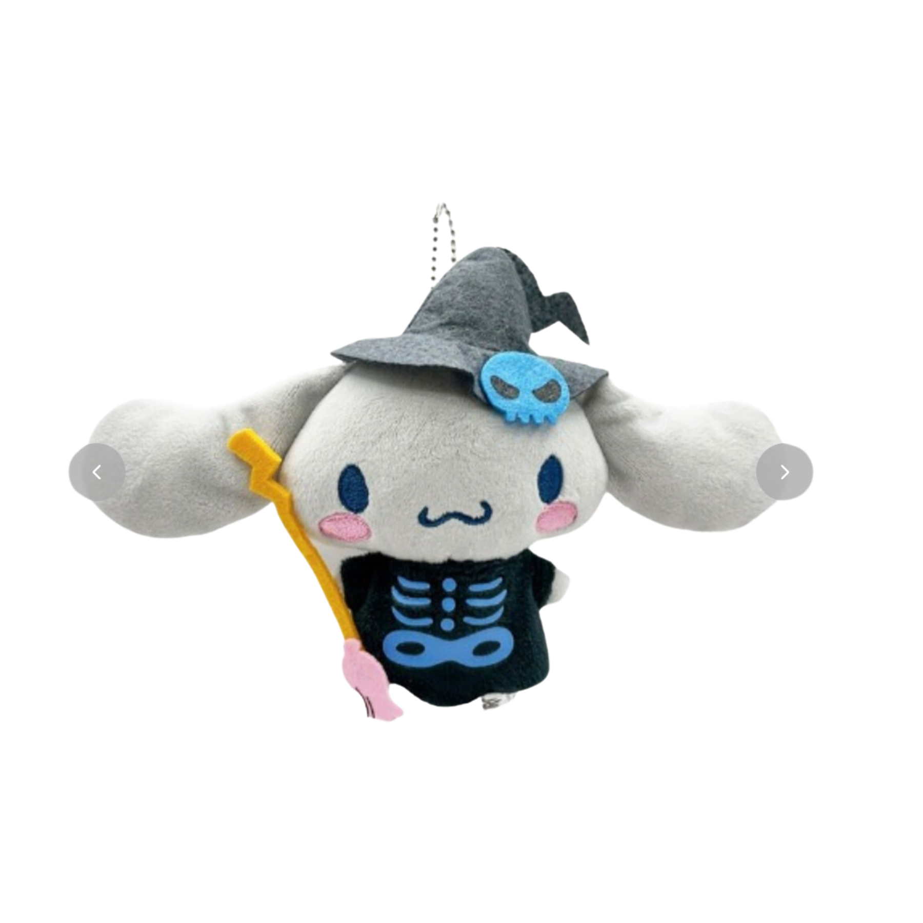 シナモロール　モカ　ミルク　ハロウィンぬいぐるみ　マスコット　レトロ Cinnamoroll Avail Halloween Plush Mascot [Witch Skeleton] – Charms LOL