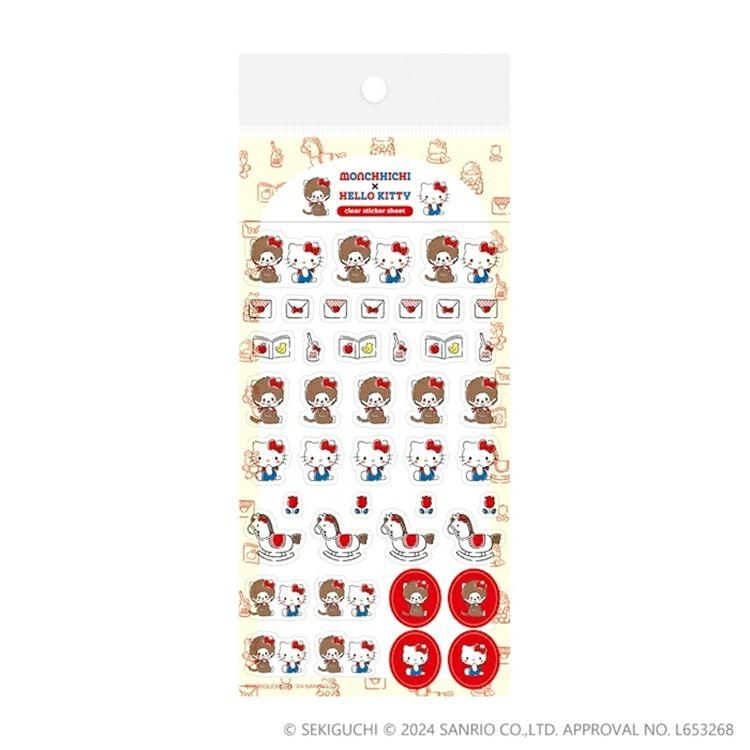 Monchhichi x Hello Kitty 50th Anniversary Clear Sticker Sheet