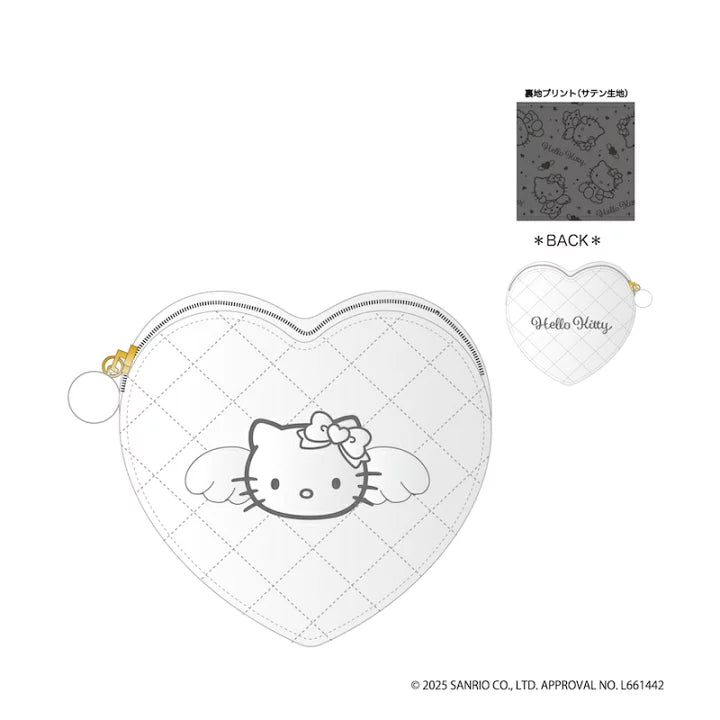 Hello Kitty Silver Angel Quilted Heart Pouch