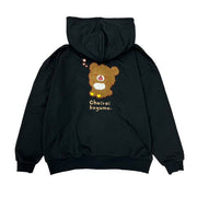 Chairoikoguma Embroidery Zip Up Hoodie [Black] L