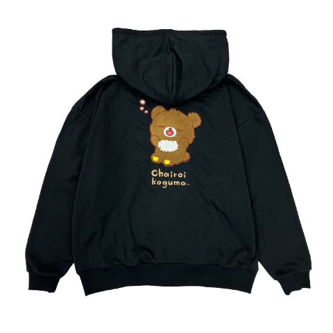 Chairoikoguma Embroidery Zip Up Hoodie [Black] L