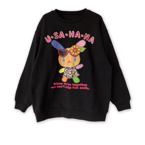 Usahana Fleece-lined Sweatshirt [Black]