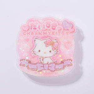 Charmmy Kitty "I Love You Fluffy" Acrylic Clip Badge