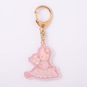 Marroncream Textile Flower Clear Acrylic Keychain