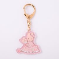 Marroncream Textile Flower Clear Acrylic Keychain
