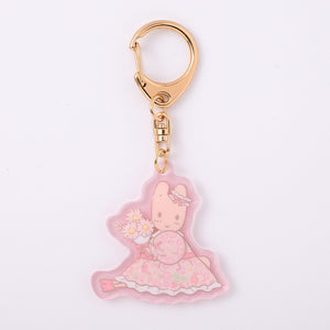 Marroncream Textile Flower Clear Acrylic Keychain