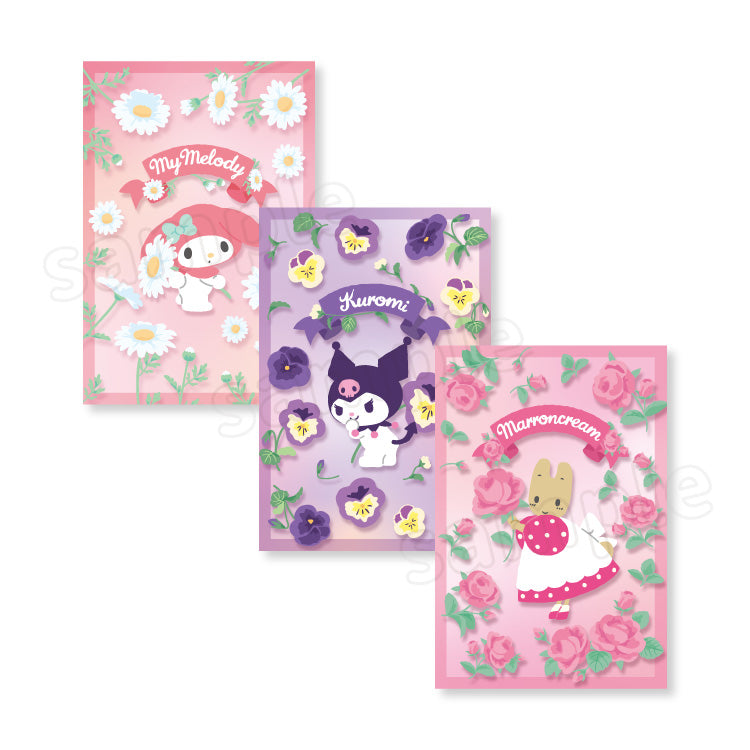 Sanrio Characters Flower Language Design Postcard Set (My Melody/Kuromi/Marron Cream)