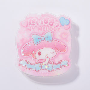 My Melody "I Love You Fluffy" Acrylic Clip Badge