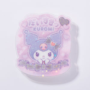 Kuromi "I Love You Fluffy" Acrylic Clip Badge