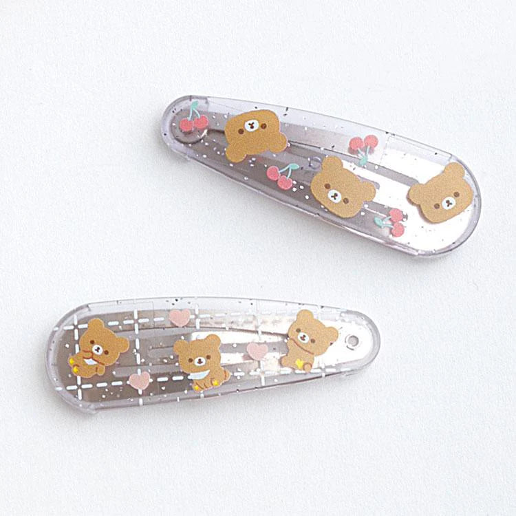 Chairoikoguma Glitter Hair Clip Set