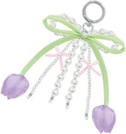 Purple Tulip Ribbon Keychain