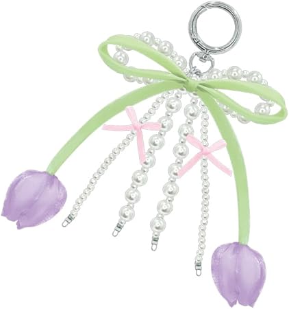 Purple Tulip Ribbon Keychain