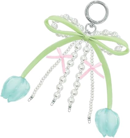 Mint Tulip Ribbon Keychain