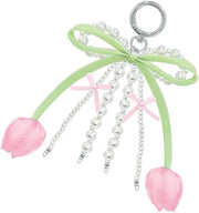 Pink Tulip Ribbon Keychain