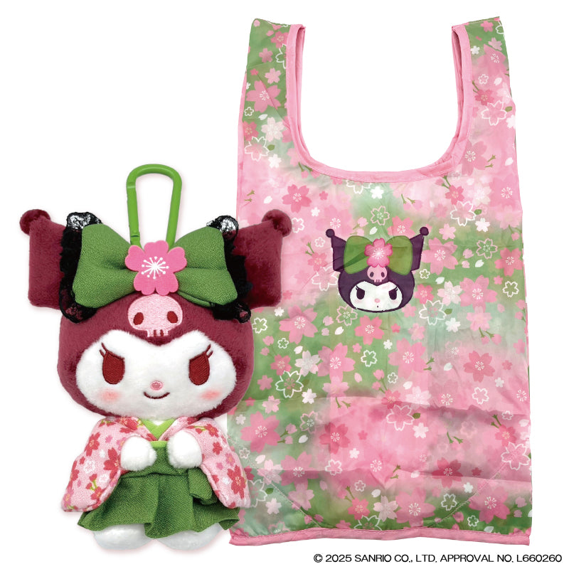 Kuromi "Matcha Sakura Kimono" Eco Bag & Plush Mascot