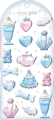 Clear Gem Water Stickers [Blue & Pink]