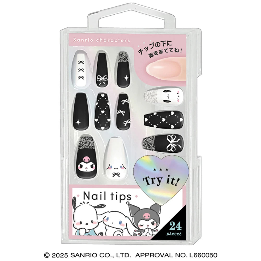 Sanrio Characters Nail Tips [Black Ribbon]