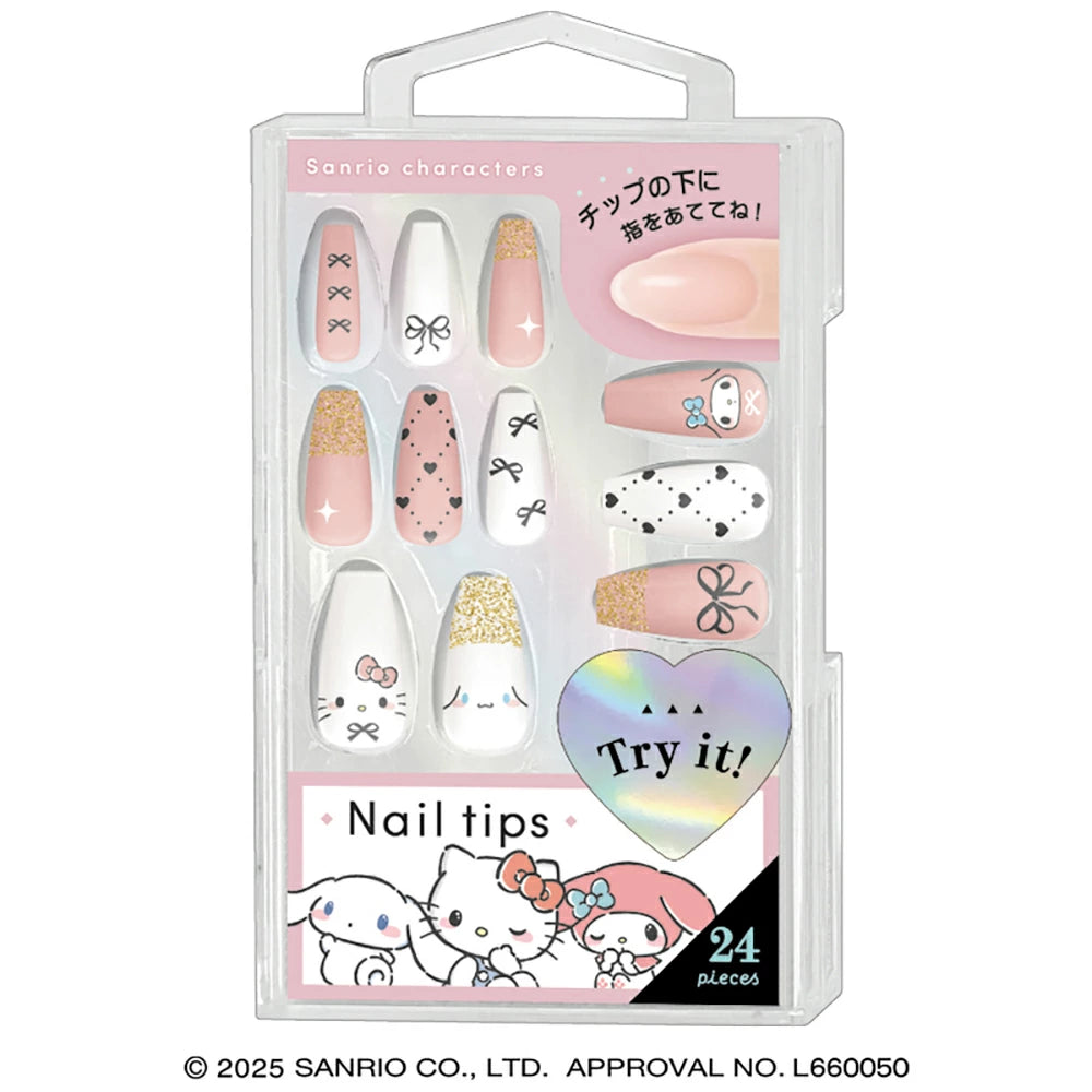 Sanrio Characters Nail Tips [Pink Ribbon]