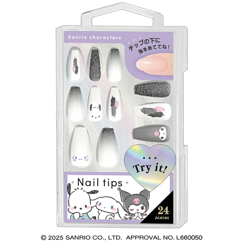 Sanrio Characters Nail Tips [Black Glitter]