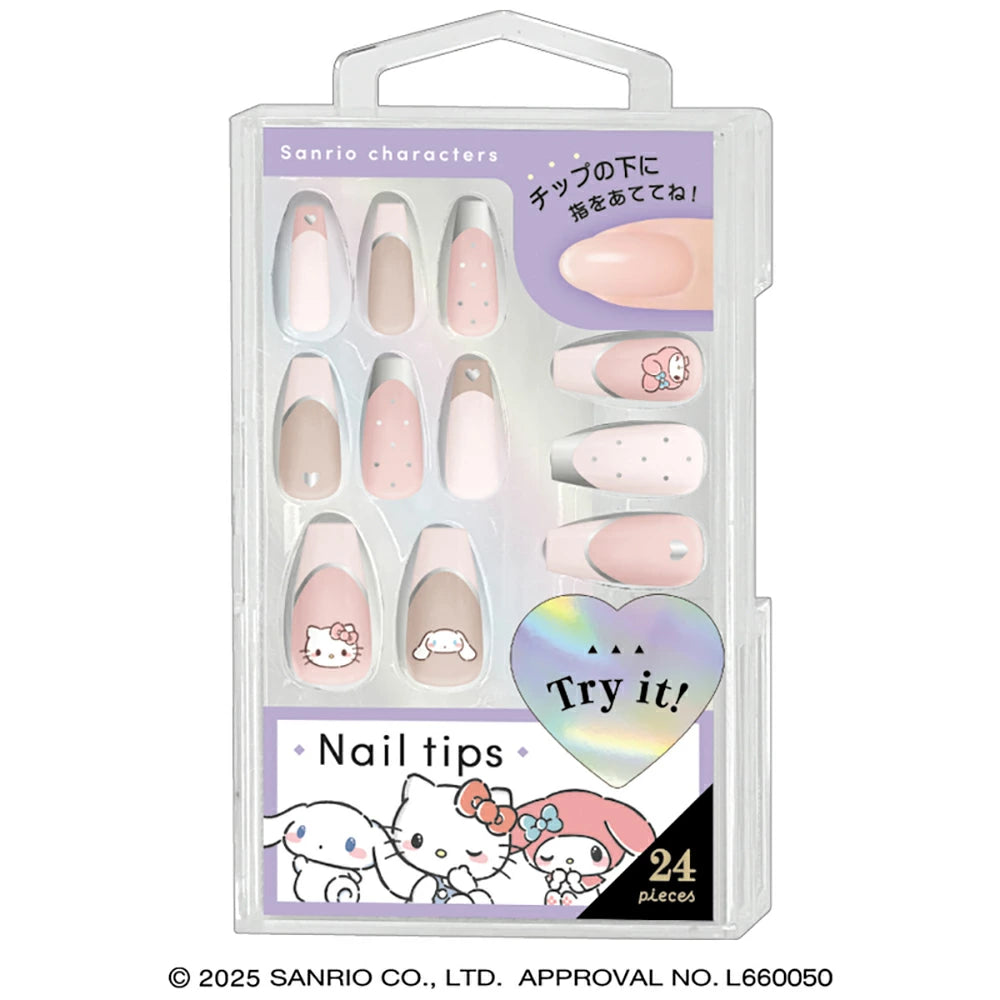 Sanrio Characters Nail Tips [Pink French Tip]