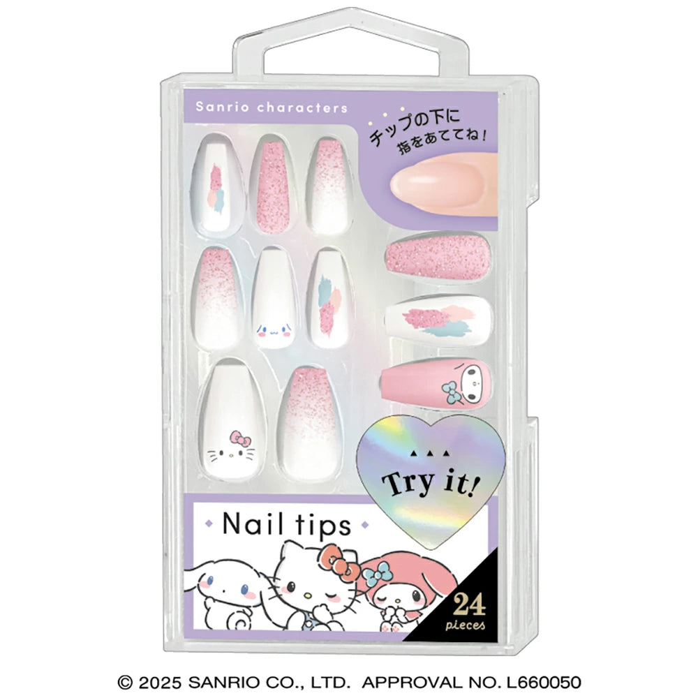 Sanrio Characters Nail Tips [Pink Glitter]