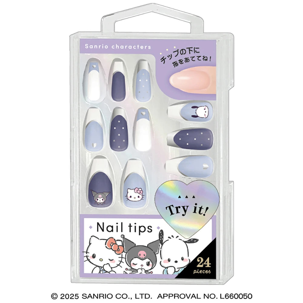 Sanrio Characters Nail Tips [Purple French Tip]