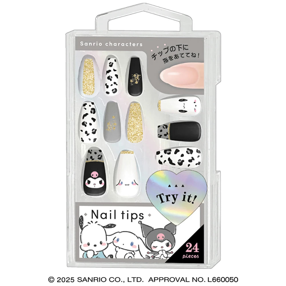 Sanrio Characters Nail Tips [Black Leopard]