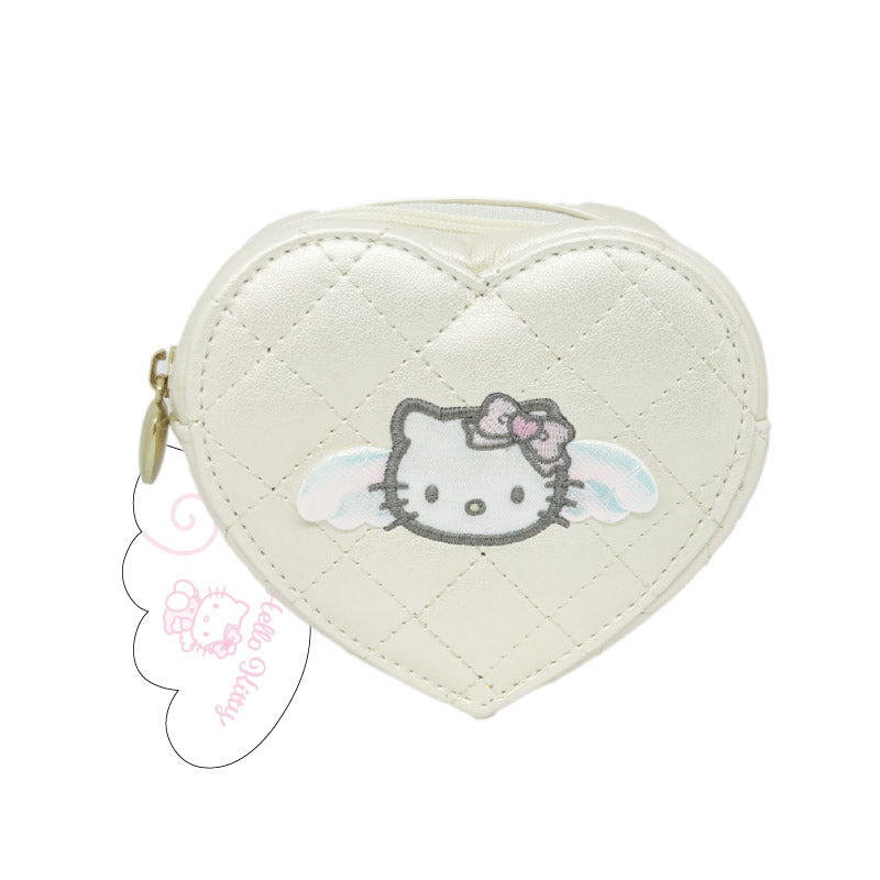 Hello Kitty Angel Quilted Heart Pouch
