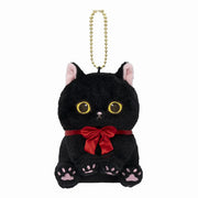 Mofusand Sitting Black Cat Plush Mascot [Red]