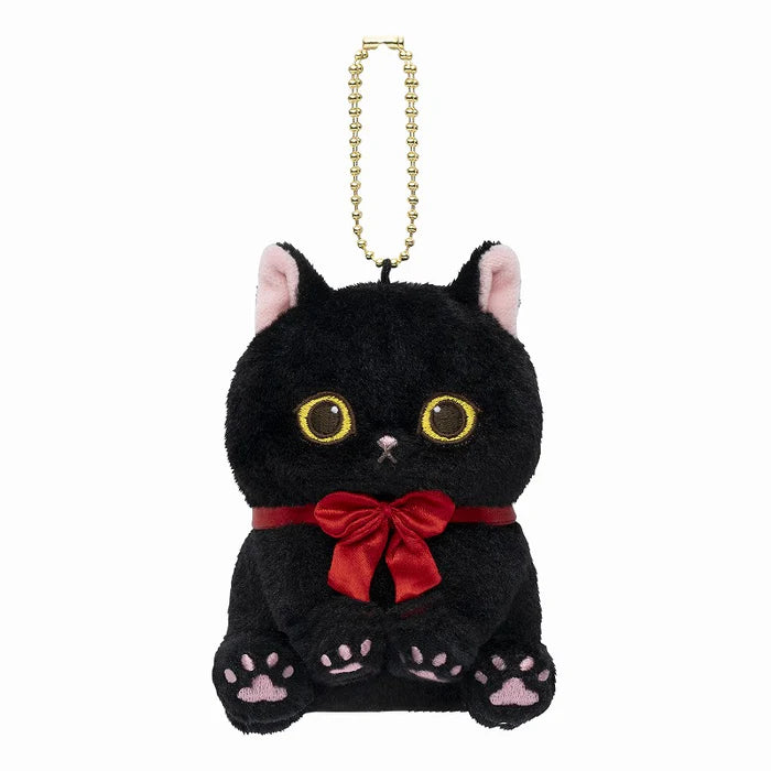 Mofusand Sitting Black Cat Plush Mascot [Red]