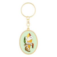 Mofusand Oval Metal Keychain - Italy