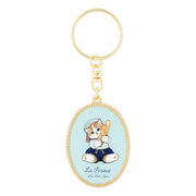 Mofusand Oval Metal Keychain - France