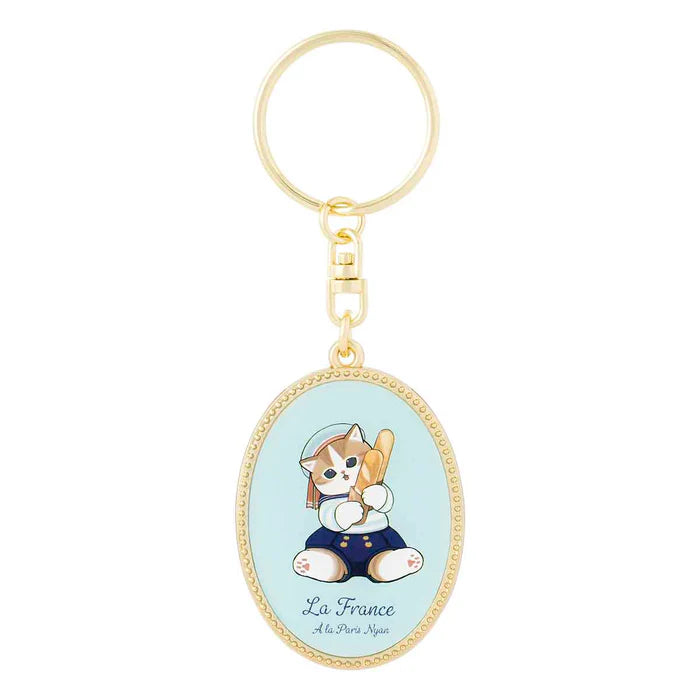 Mofusand Oval Metal Keychain - France