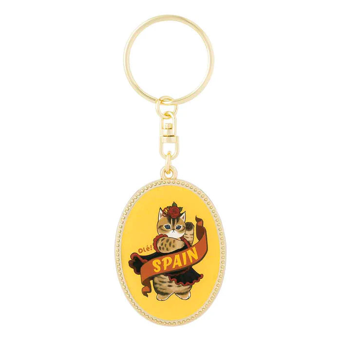 Mofusand Oval Metal Keychain - Spain