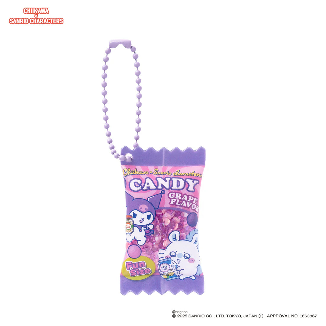 Chiikawa x Sanrio Characters Supermarket Shaka Keychain [Momonga x Kuromi]