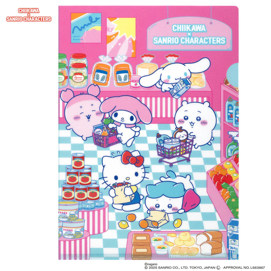 Chiikawa x Sanrio Characters Supermarket Clear File [Pink]