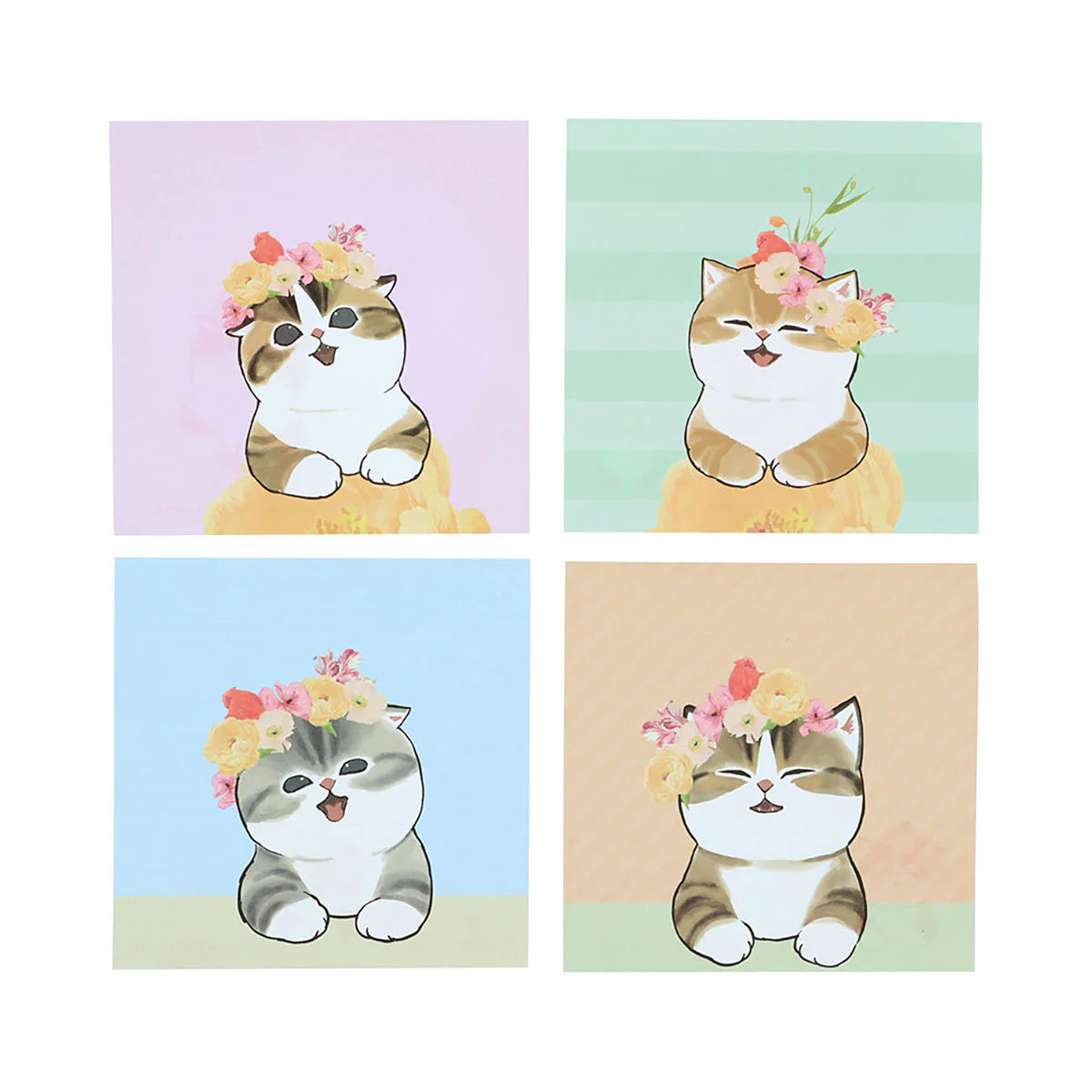 Mofusand x Hibiya Kadan Square Memo Pad Flora Cat Bloom