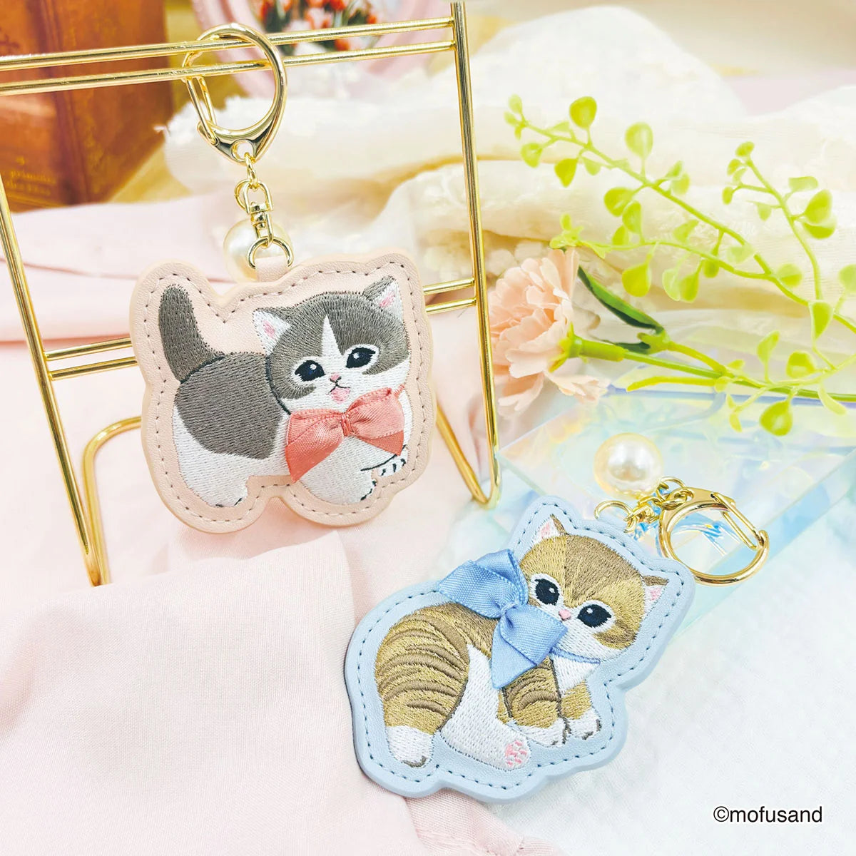 Mofusand Embroidered Keychain With Frills [Blue]