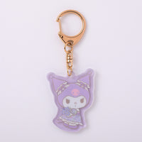 Kuromi Textile Flower Clear Acrylic Keychain
