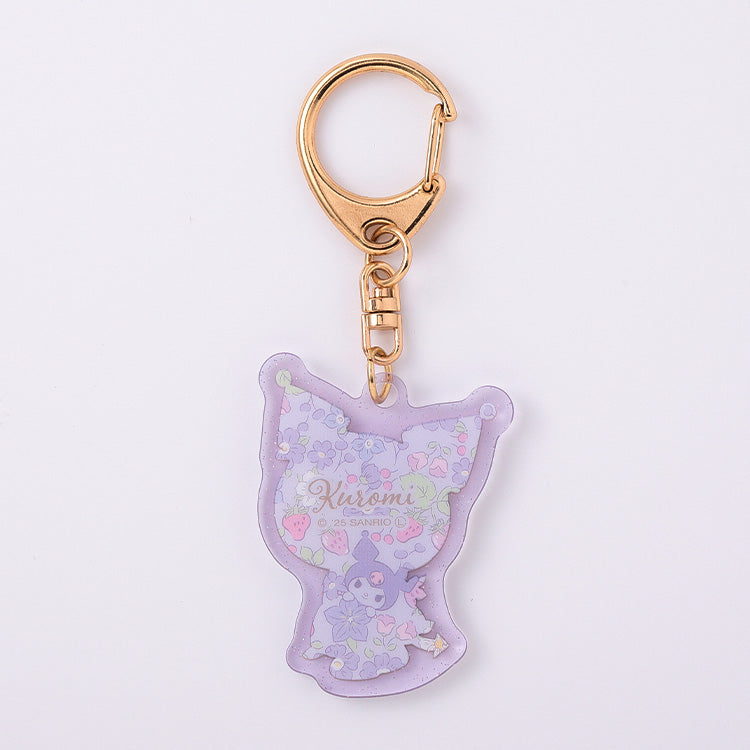 Kuromi Textile Flower Clear Acrylic Keychain