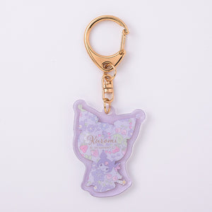 Kuromi Textile Flower Clear Acrylic Keychain
