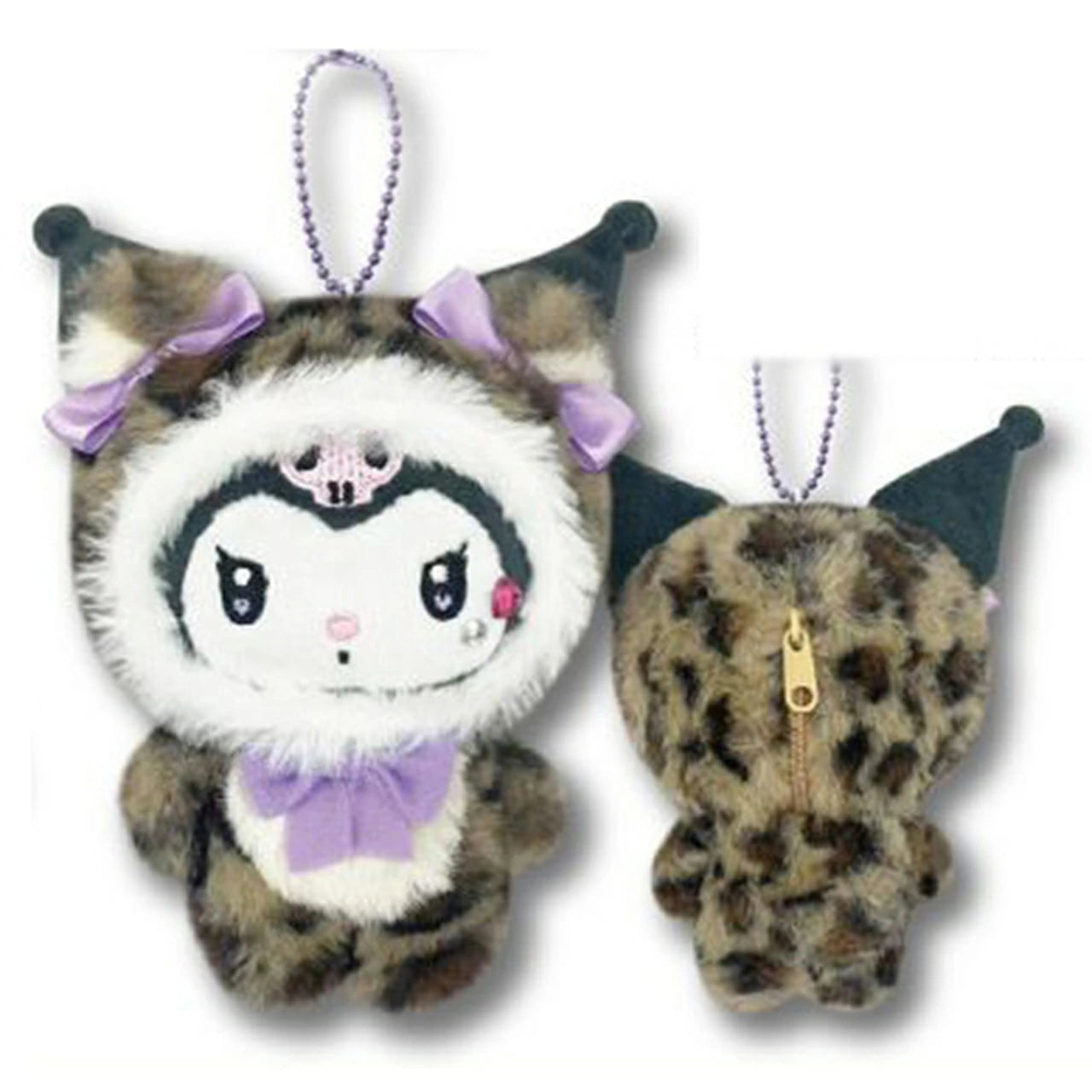 Kuromi Leopard Bows Plush Mascot