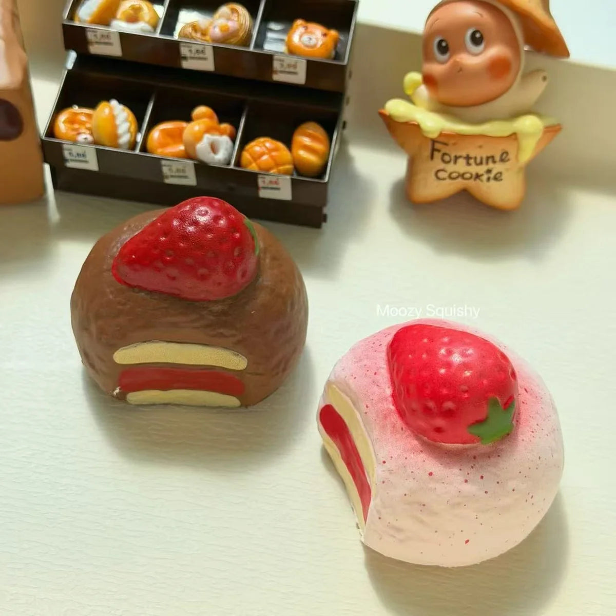 Moozy Strawberry Mochi Cake Squishy