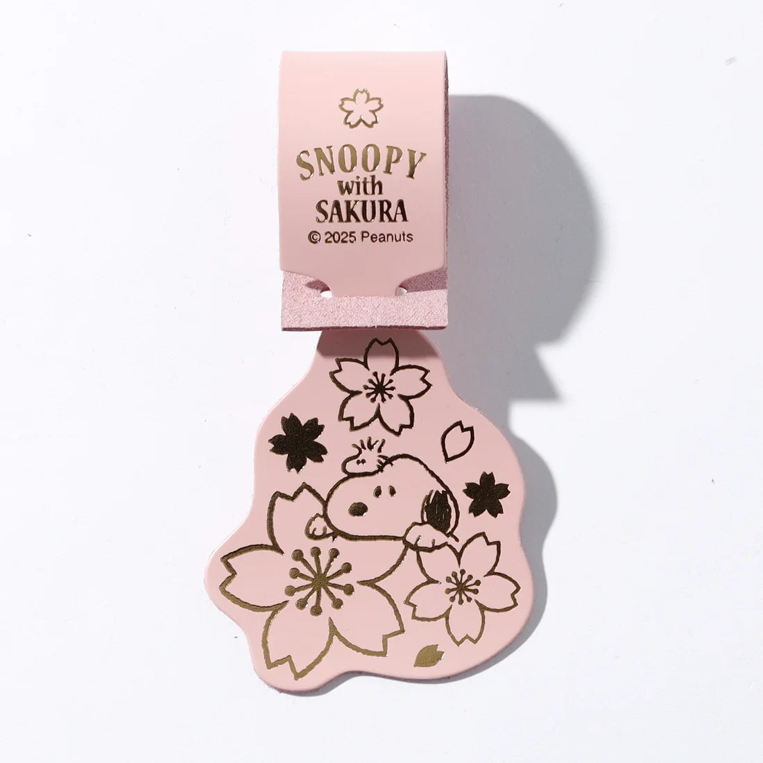 Snoopy Sakura Leather Luggage Tag