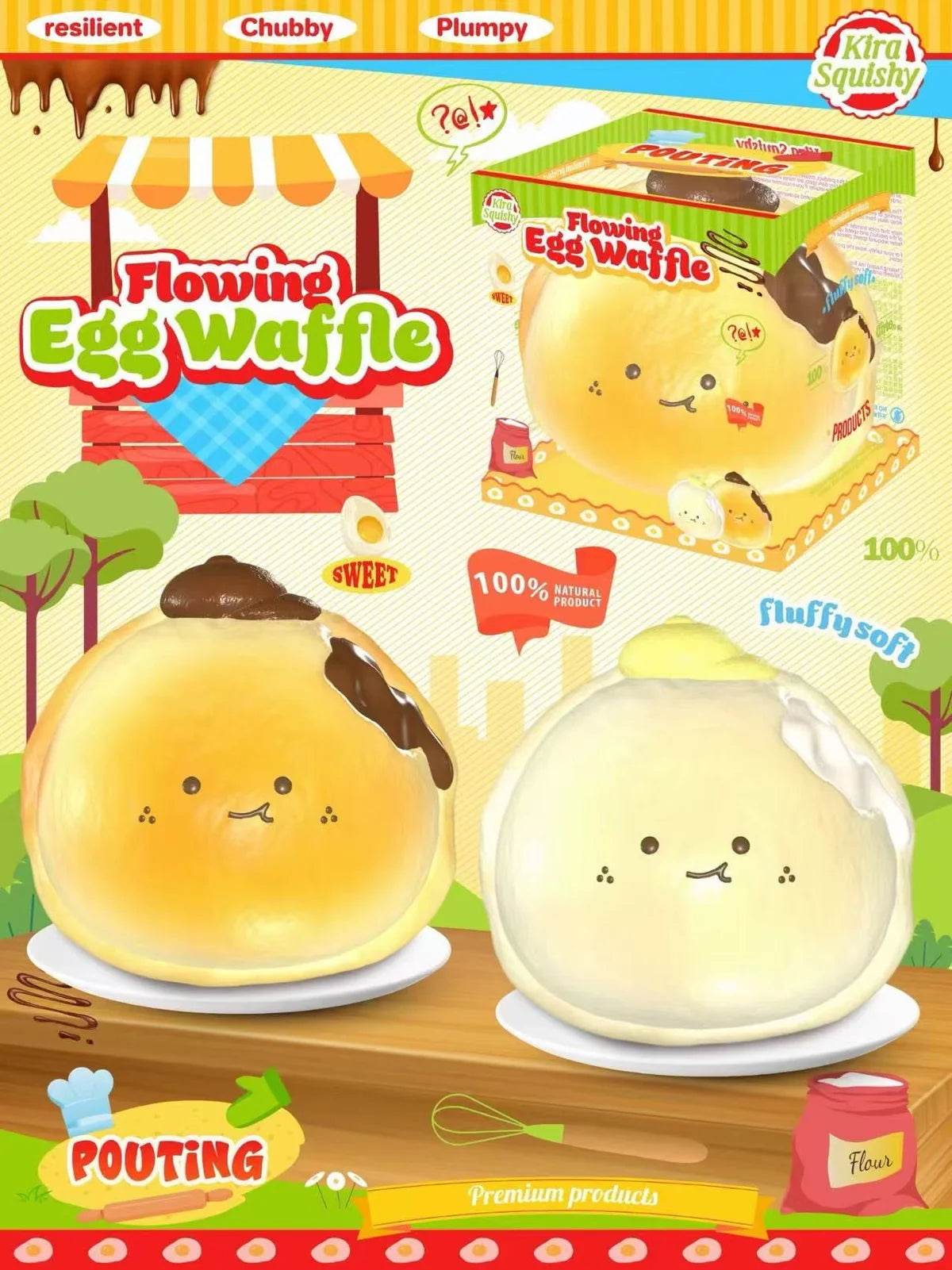 Lisa Kira Flowing Egg Waffle Squishy