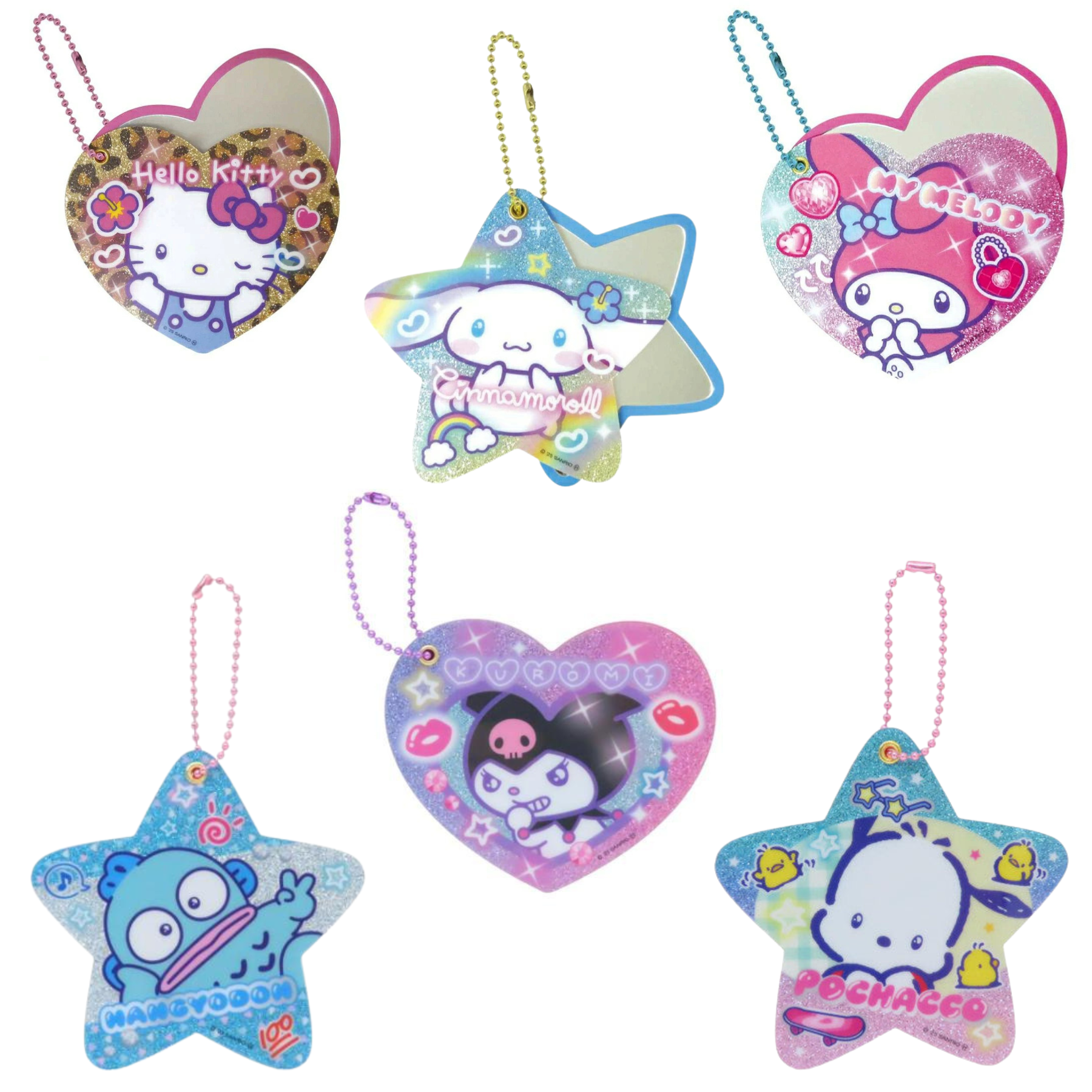 Sanrio Characters Heart Pounding Sparkly Slide Mirror