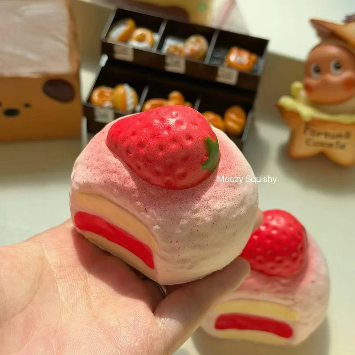 Moozy Strawberry Mochi Cake Squishy