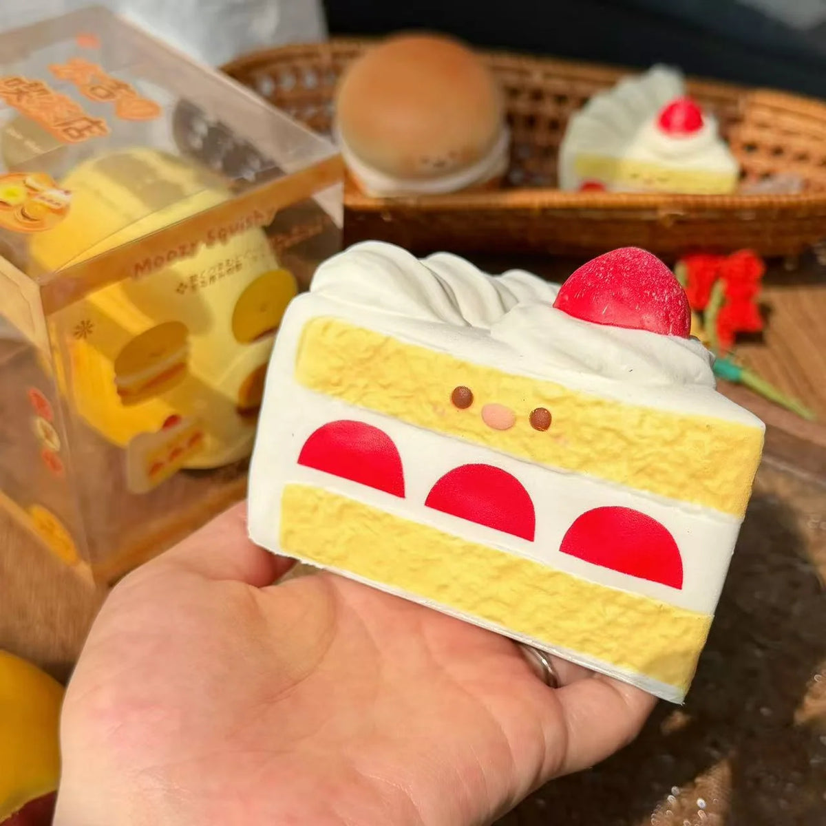 Moozy Large Sliced Strawberry Cake Squishy