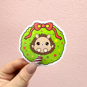 Choco Hedgehog Wreath Sticker
