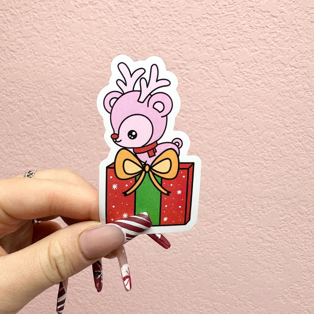 Mochi Reindeer Present Sticker